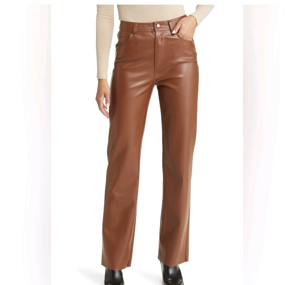 Steve Madden Tan Vegan Leather Straight Leg Jeans